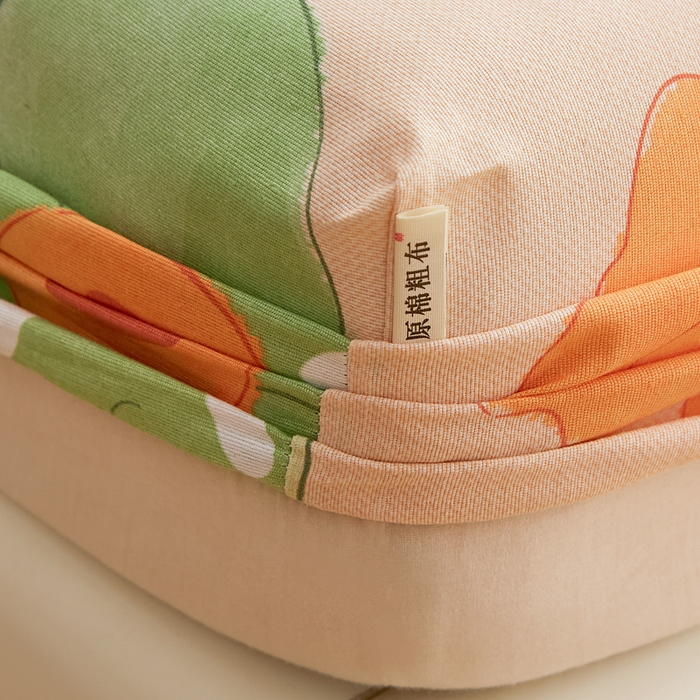 91家纺网 家纺一手货源 找家纺 首爱家纺 2025新款锦柔老粗布印花床笠 余音