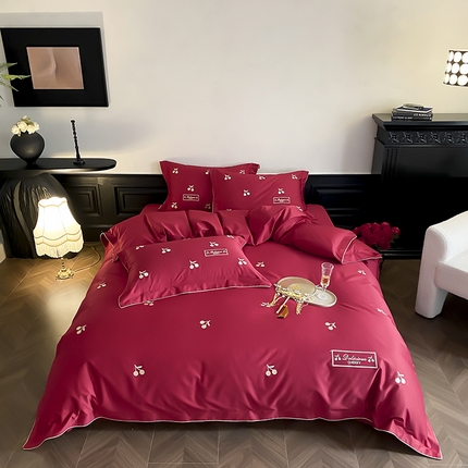 91家纺网 家纺一手货源 找家纺 （总）时亿家居 2025新款100支长绒棉小清新四件套-金樱私语