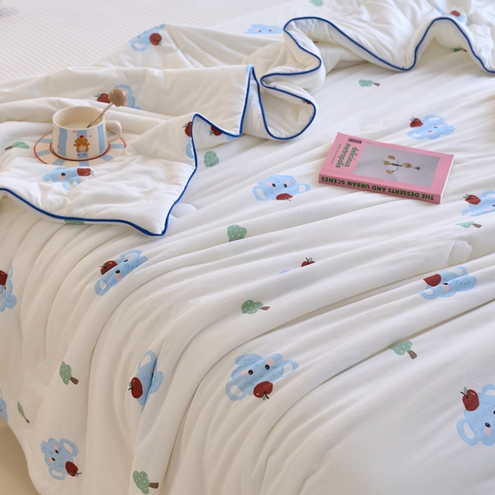 91家纺网 家纺一手货源 找家纺 维洋家纺 2025升级21%大豆新款A类牛奶丝针织夏被（四周踩棉）软糯凉感夏被空调被 长鼻象