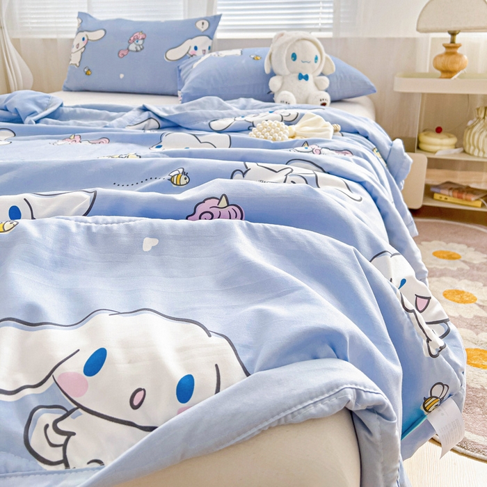 91家纺网 家纺一手货源 找家纺 海岛哥哥 2025新款三丽鸥系列A类水洗棉夏被大床图（提供买家秀） 夏被-牛奶玉桂狗