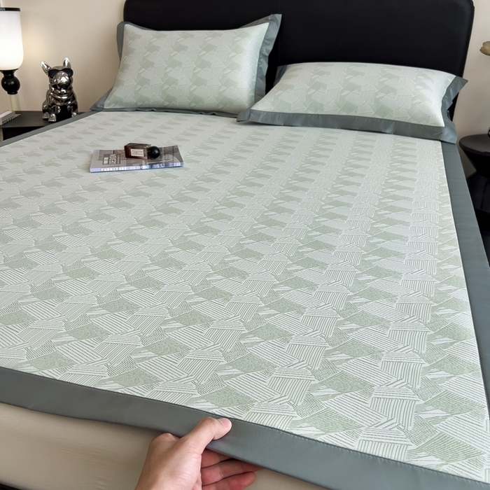 91家纺网 家纺一手货源 找家纺 卡初家居（原微来） 2025夏季凉感提花席 逸线翠澜-玉翡森