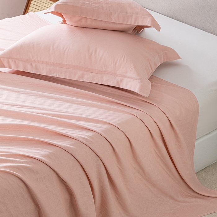 91家纺网 家纺一手货源 找家纺 锦罗绣 2025新款A类全棉双层纱单床单 粉色