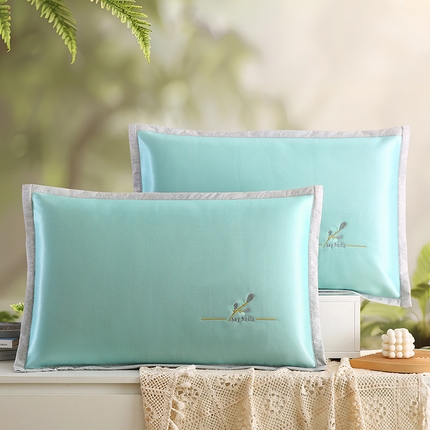 91家纺网 家纺一手货源 找家纺 小牛席业 2025新款金枝玉叶碳光冰丝枕套凉枕套夏天枕套冰丝枕套竹枕套藤枕套冰藤枕套 金枝玉叶碳光冰丝凉枕套-绿色