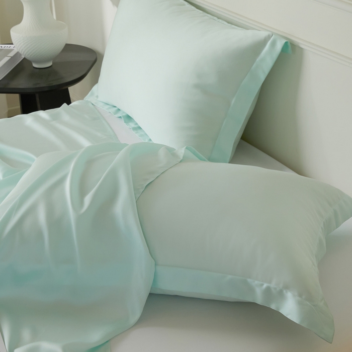91家纺网 家纺一手货源 找家纺 涵宸 2025新款天丝-天丝棉-纯色单床单-场景1 床单-空绿