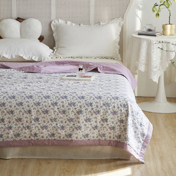 91家纺网 家纺一手货源 找家纺 维洋家纺 2025新款里外全棉印花棉花夏凉被 如烟若梦