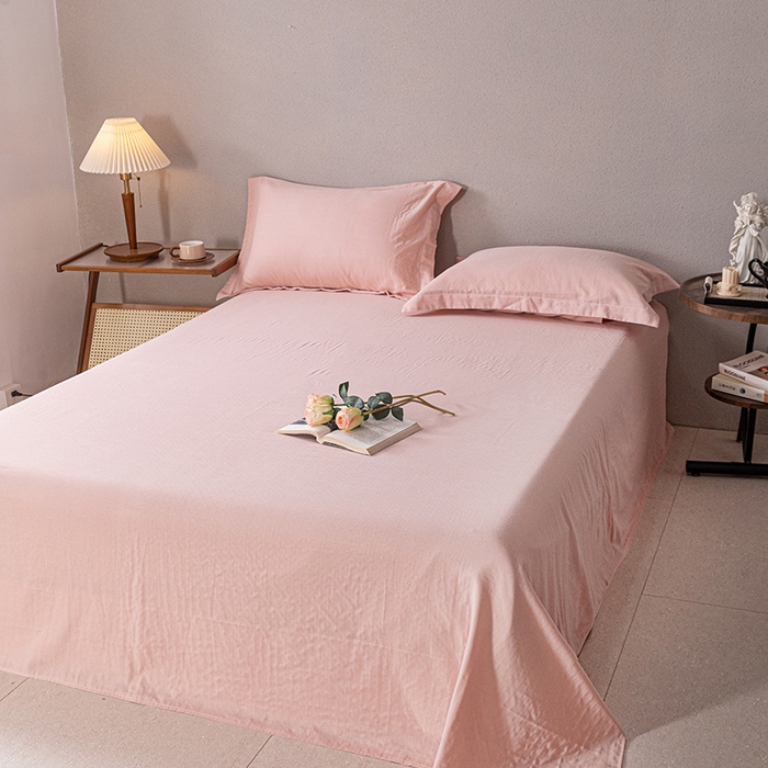 91家纺网 家纺一手货源 找家纺 锦罗绣 2025新款A类全棉双层纱单床单 粉色