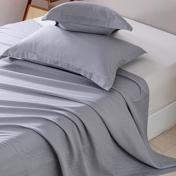 91家纺网 家纺一手货源 找家纺 锦罗绣 2025新款A类全棉双层纱单床单 优雅灰