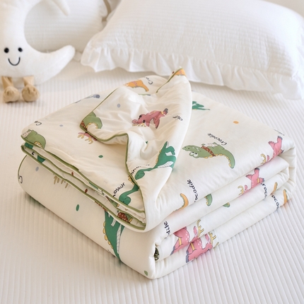 维洋家纺 2025升级21%大豆新款A类牛奶丝针织夏被（四周踩棉）软糯凉感夏被空调被 小恐龙