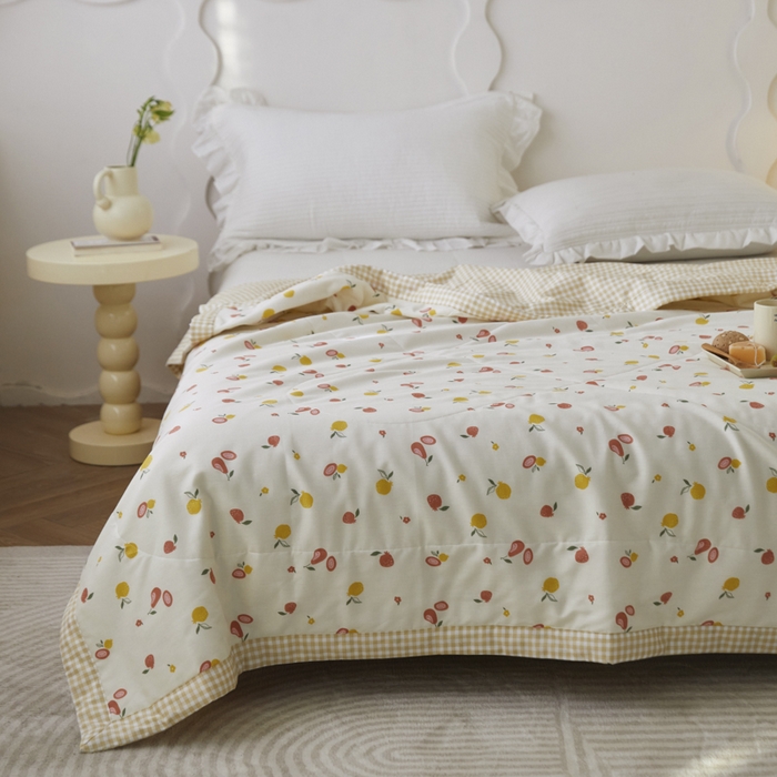 91家纺网 家纺一手货源 找家纺 维洋家纺 2025新款里外全棉印花棉花夏凉被 百香果