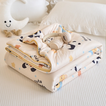 维洋家纺 2025升级21%大豆新款A类牛奶丝针织夏被（四周踩棉）软糯凉感夏被空调被 功夫熊猫