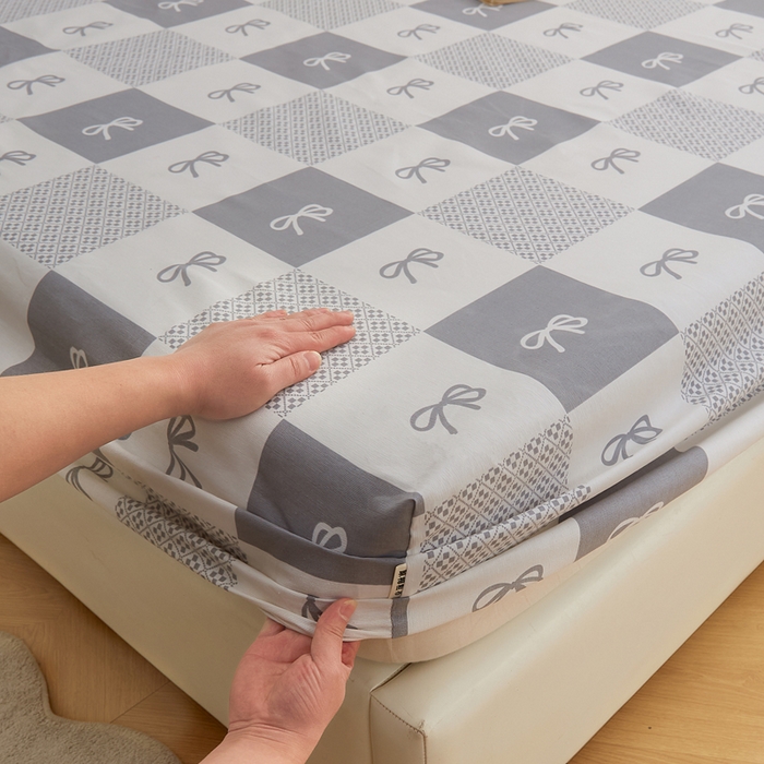 91家纺网 家纺一手货源 找家纺 棉乐町家居 2025新款锦柔老粗布印花床笠 蝴蝶结