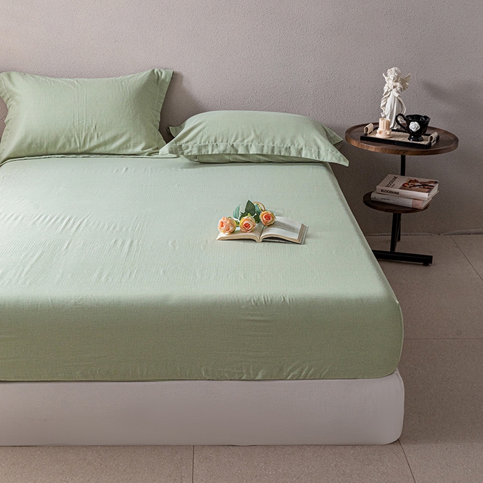 91家纺网 家纺一手货源 找家纺 锦罗绣 2025新款A类全棉双层纱单床笠 绿色