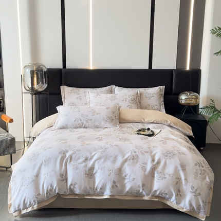 91家纺网 家纺一手货源 找家纺 (总)氧家 2025新款莱赛尔天丝数码印花四件套宽边断角工艺（礼盒装）