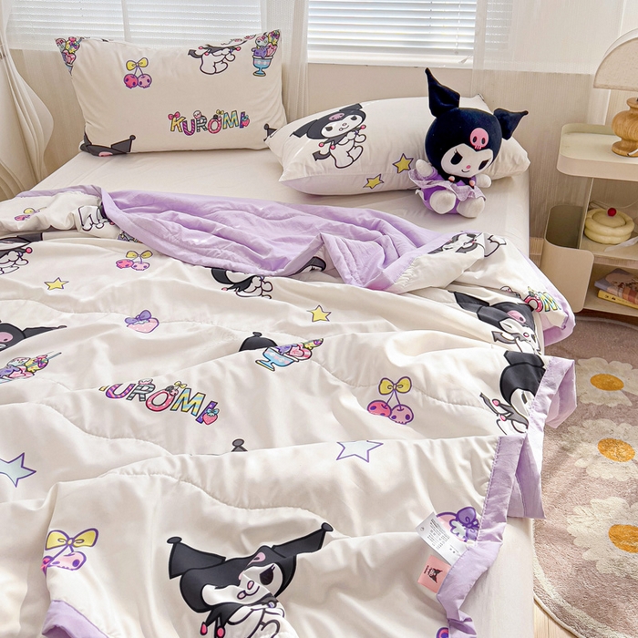 91家纺网 家纺一手货源 找家纺 海岛哥哥 2025新款三丽鸥系列A类水洗棉夏被大床图（提供买家秀） 夏被-冰淇淋库洛米