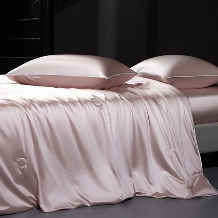 91家纺网 家纺一手货源 找家纺 优悦生活馆 2025新款凉感冰丝纯色夏被四件套-盛夏 盛夏-樱花粉