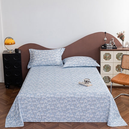 91家纺网 家纺一手货源 找家纺 锦罗绣 2025新款A类全棉双层纱单床单 叶繁