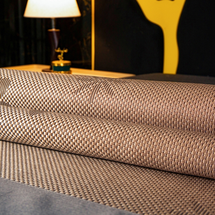 91家纺网 家纺一手货源 找家纺 卡罗兰 2025新款凉席冰丝席提花冰藤席雪山藤向阳花系列 向阳花-咖色