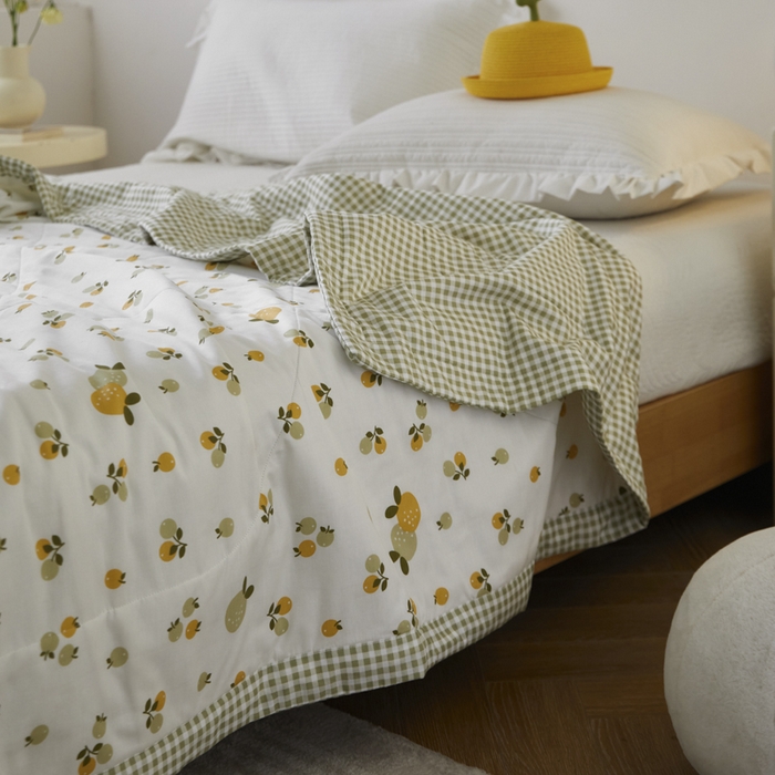 91家纺网 家纺一手货源 找家纺 维洋家纺 2025新款里外全棉印花棉花夏凉被 果果香