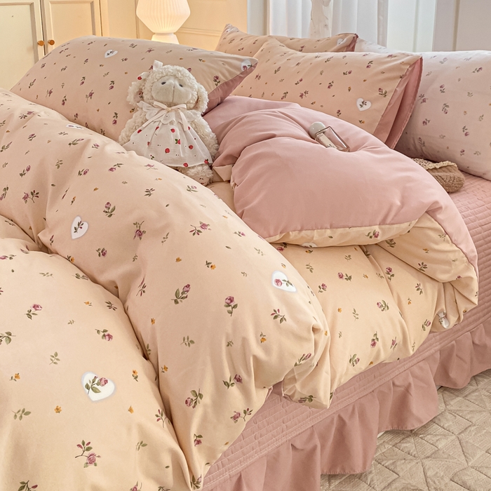 91家纺网 家纺一手货源 找家纺 仟网汇 2025新款针织双层纱床盖四件套 莫奈花园