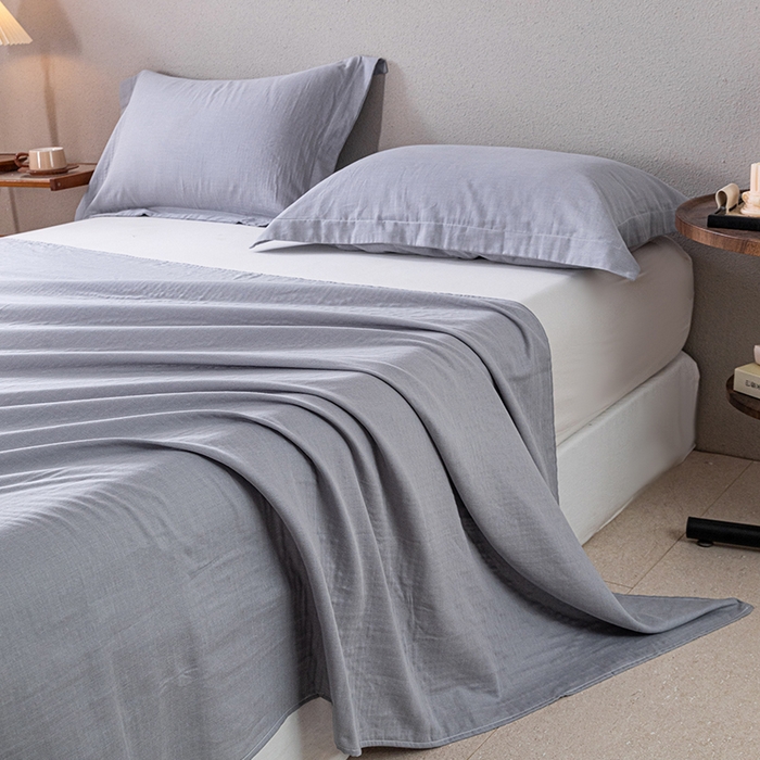 91家纺网 家纺一手货源 找家纺 锦罗绣 2025新款A类全棉双层纱单床单 优雅灰