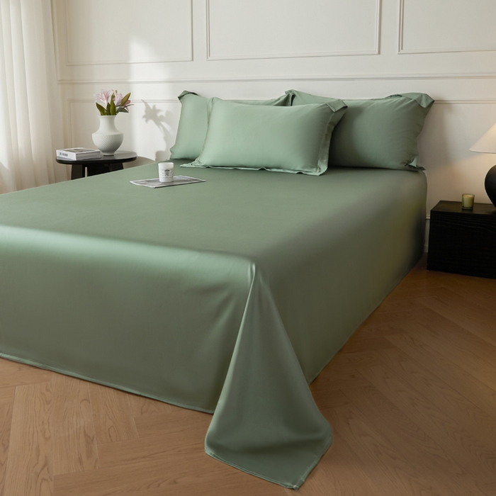 91家纺网 家纺一手货源 找家纺 涵宸 2025新款天丝-天丝棉-纯色单床单-场景1 床单-赛琳绿