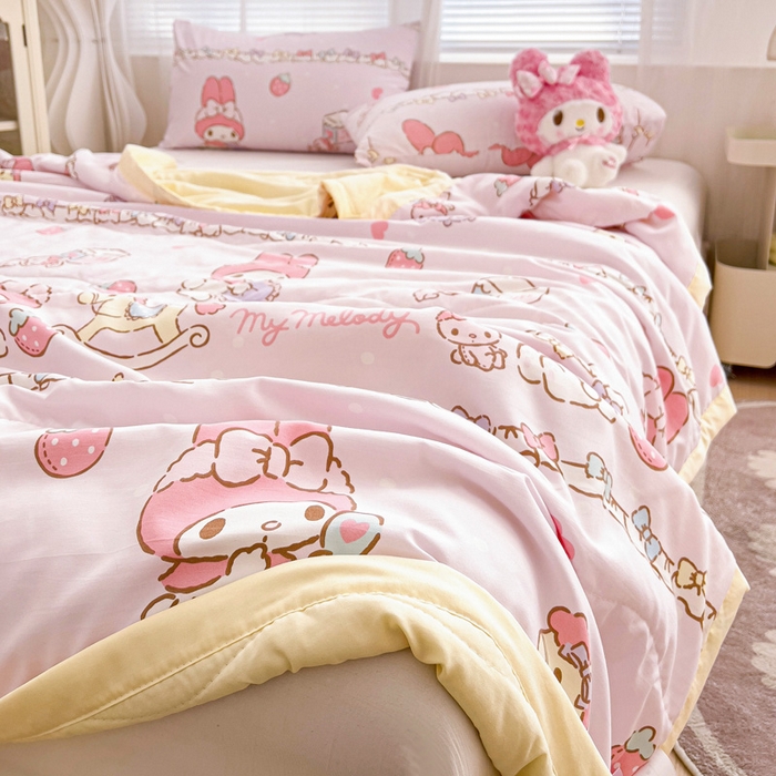 91家纺网 家纺一手货源 找家纺 海岛哥哥 2025新款三丽鸥系列A类水洗棉夏被大床图（提供买家秀） 夏被-蝴蝶结美乐蒂