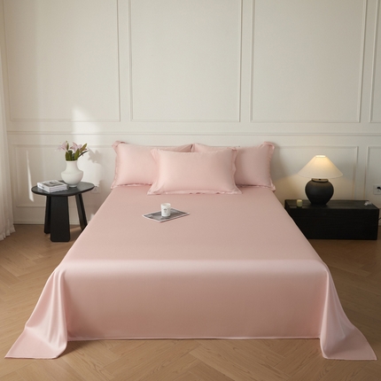 涵宸 2025新款天丝-天丝棉-纯色单床单-场景1 床单-玫瑰粉