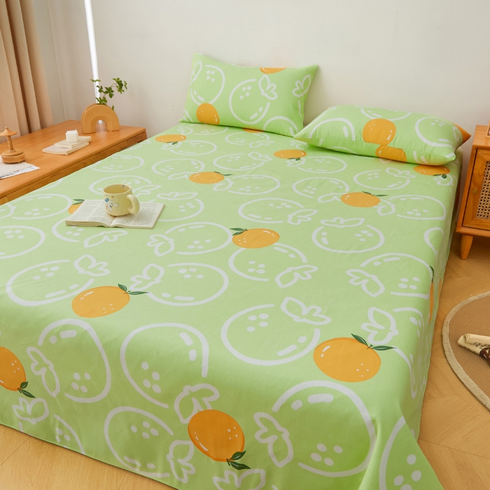 91家纺网 家纺一手货源 找家纺 首爱家纺 2025新款锦柔老粗布床单老粗布凉席三件套 气泡橙