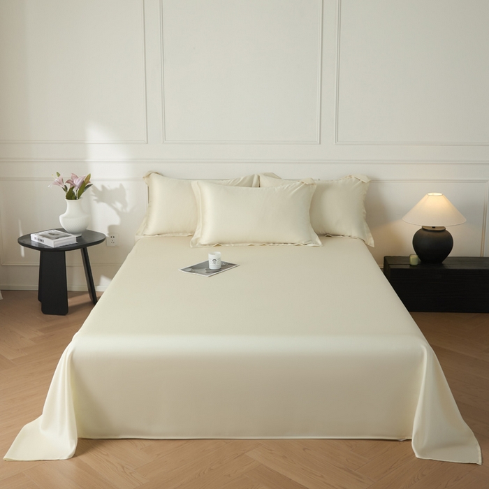 91家纺网 家纺一手货源 找家纺 涵宸 2025新款天丝-天丝棉-纯色单床单-场景1 床单-象牙白