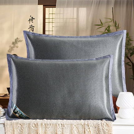 91家纺网 家纺一手货源 找家纺 小牛席业 2025新款大冰藤夏凉枕套系列凉枕套夏天枕套冰丝枕套竹枕套藤枕套冰藤枕套 大冰藤夏凉枕套（黑咖）