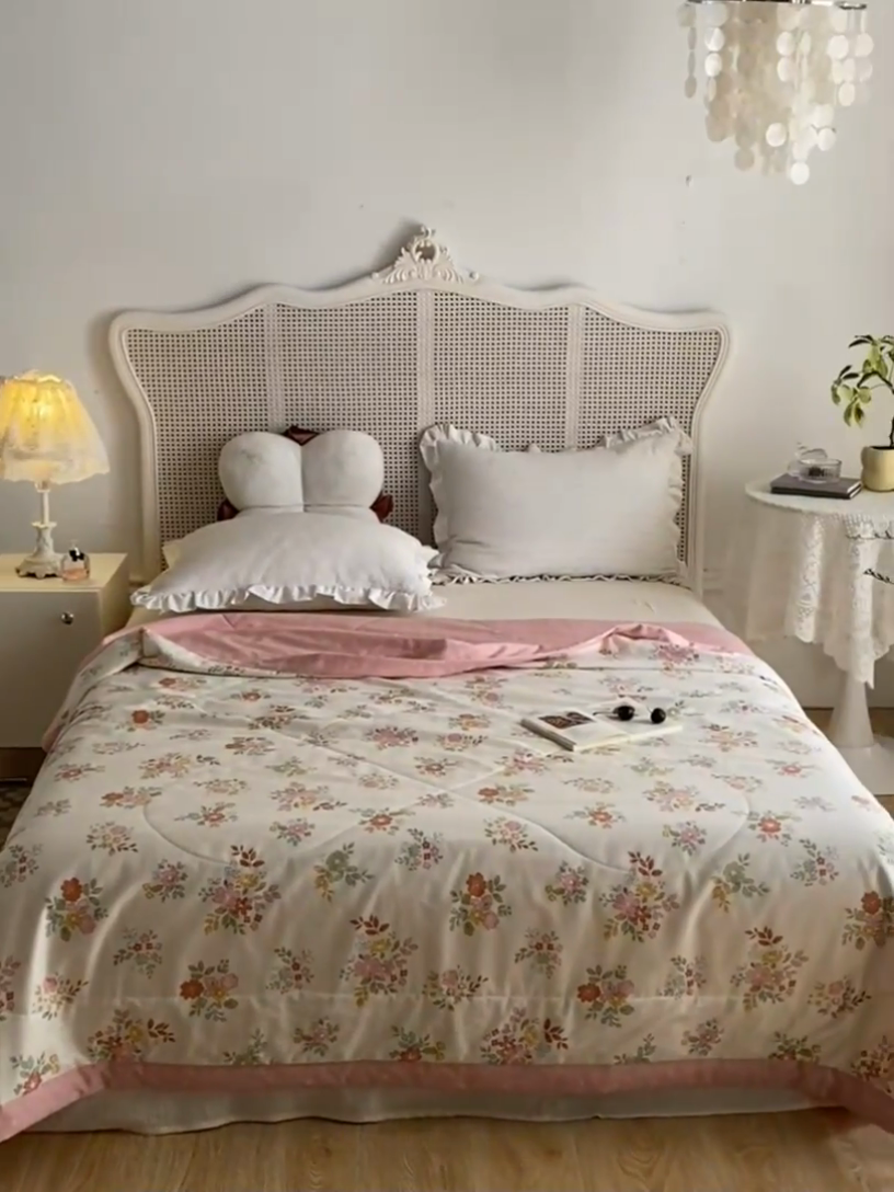 91家纺网 家纺一手货源 找家纺 维洋家纺 2025新款里外全棉印花棉花夏凉被 桔梗花