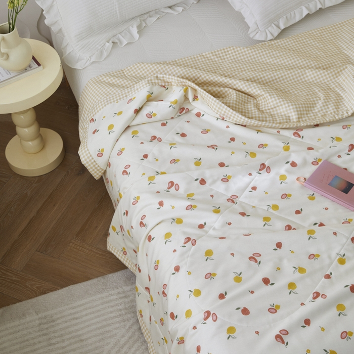 91家纺网 家纺一手货源 找家纺 维洋家纺 2025新款里外全棉印花棉花夏凉被 百香果