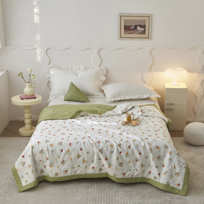 91家纺网 家纺一手货源 找家纺 维洋家纺 2025新款里外全棉印花棉花夏凉被 限定美好