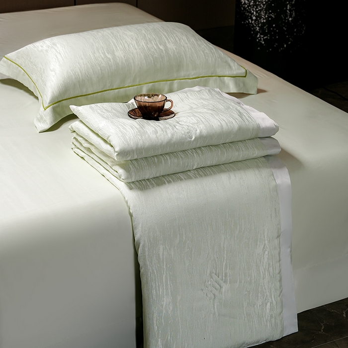 91家纺网 家纺一手货源 找家纺 丽卡家纺 2025新款翡丽天丝提花夏被四件套 石纹-绿