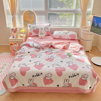 一加一  2025新款全棉豆豆大豆被被被子被芯夏被 爱心兔