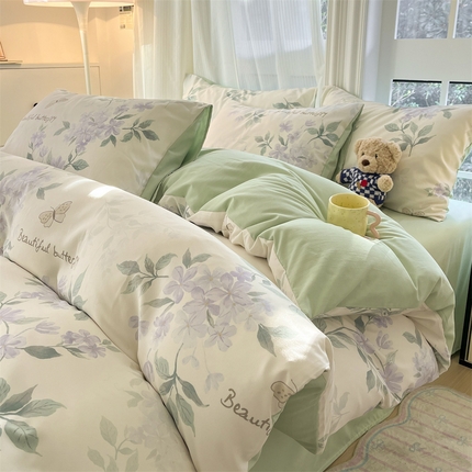 91家纺网 家纺一手货源 找家纺 （总）梦幻之城 2025新款水洗棉数码印花简易款四件套