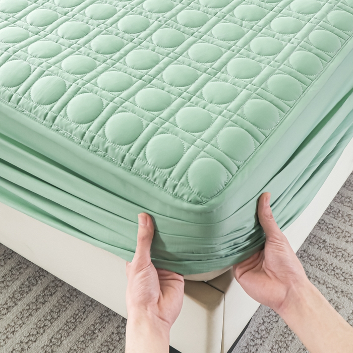 91家纺网 家纺一手货源 找家纺 沐纯家居 2025新款全棉纯棉夹棉单床笠 床笠单件-初见系列 薄荷绿