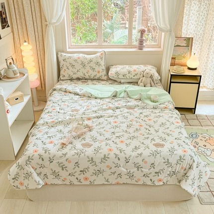 维洋家纺 2025（专版花型）A类凉感丝夏被 凉感夏凉被双面加倍透气（四周踩棉） 青柠