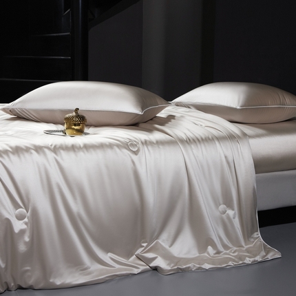 91家纺网 家纺一手货源 找家纺 优悦生活馆 2025新款凉感冰丝纯色夏被四件套-盛夏 盛夏-香槟色