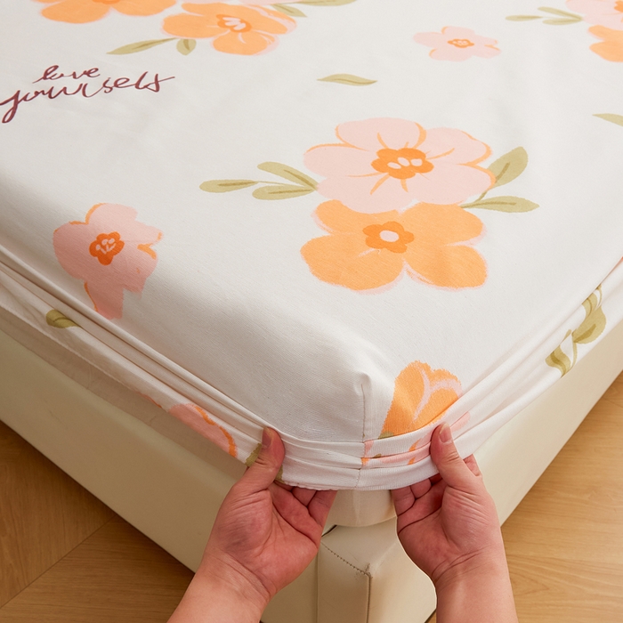 91家纺网 家纺一手货源 找家纺 棉乐町家居 2025新款锦柔老粗布印花床笠 朝暮