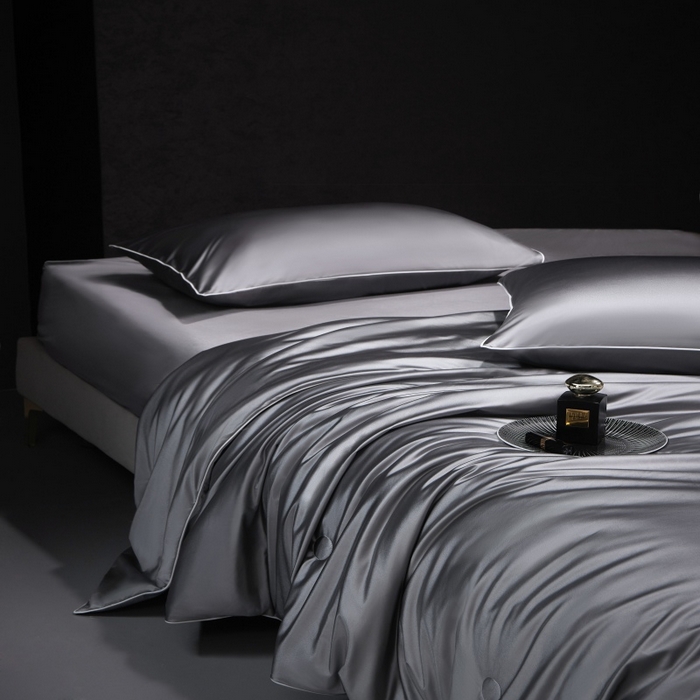 91家纺网 家纺一手货源 找家纺 优悦生活馆 2025新款凉感冰丝纯色夏被四件套-盛夏 盛夏-深灰色