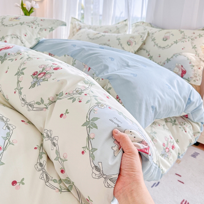 91家纺网 家纺一手货源 找家纺 金盛纺 2025新款13372全棉系列四件套 春游泡泡