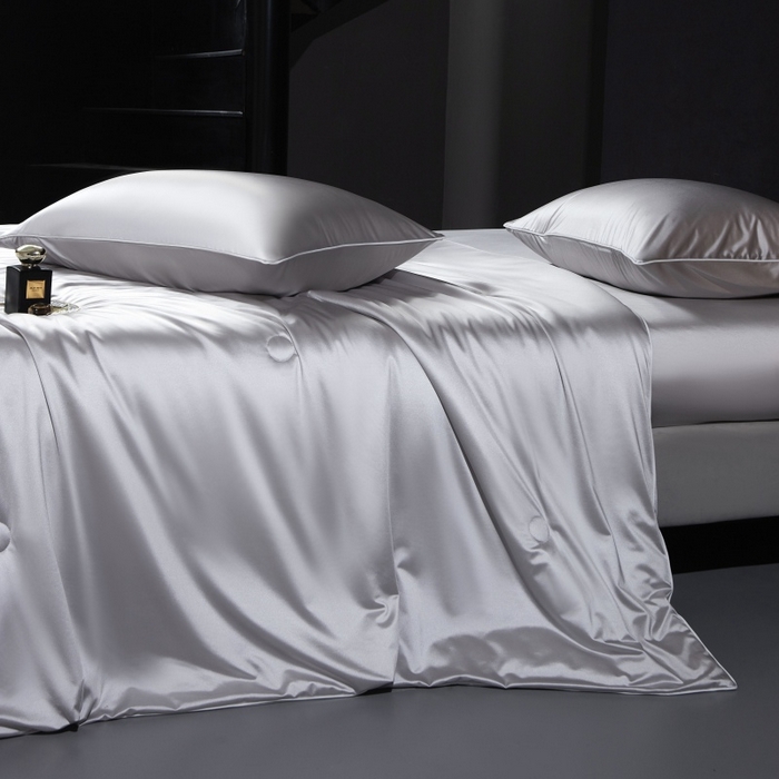 91家纺网 家纺一手货源 找家纺 优悦生活馆 2025新款凉感冰丝纯色夏被四件套-盛夏 盛夏-浅灰色