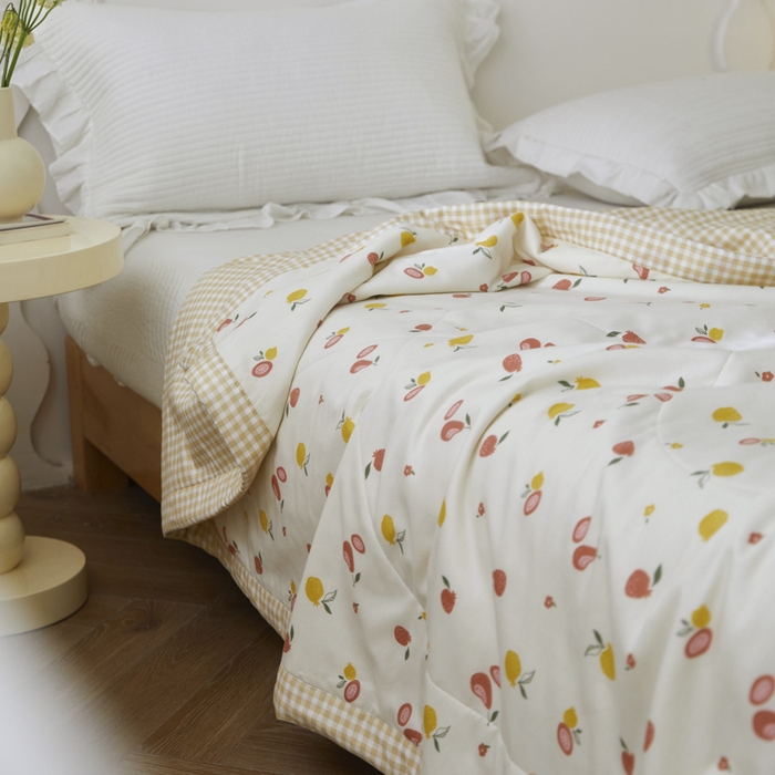 91家纺网 家纺一手货源 找家纺 维洋家纺 2025新款里外全棉印花棉花夏凉被 百香果