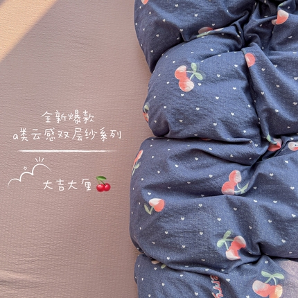 暖芯优选 2025新款加厚云感棉双层纱四件套小碎花被套床单床笠款学生三件套新款直播热款 大吉大厘
