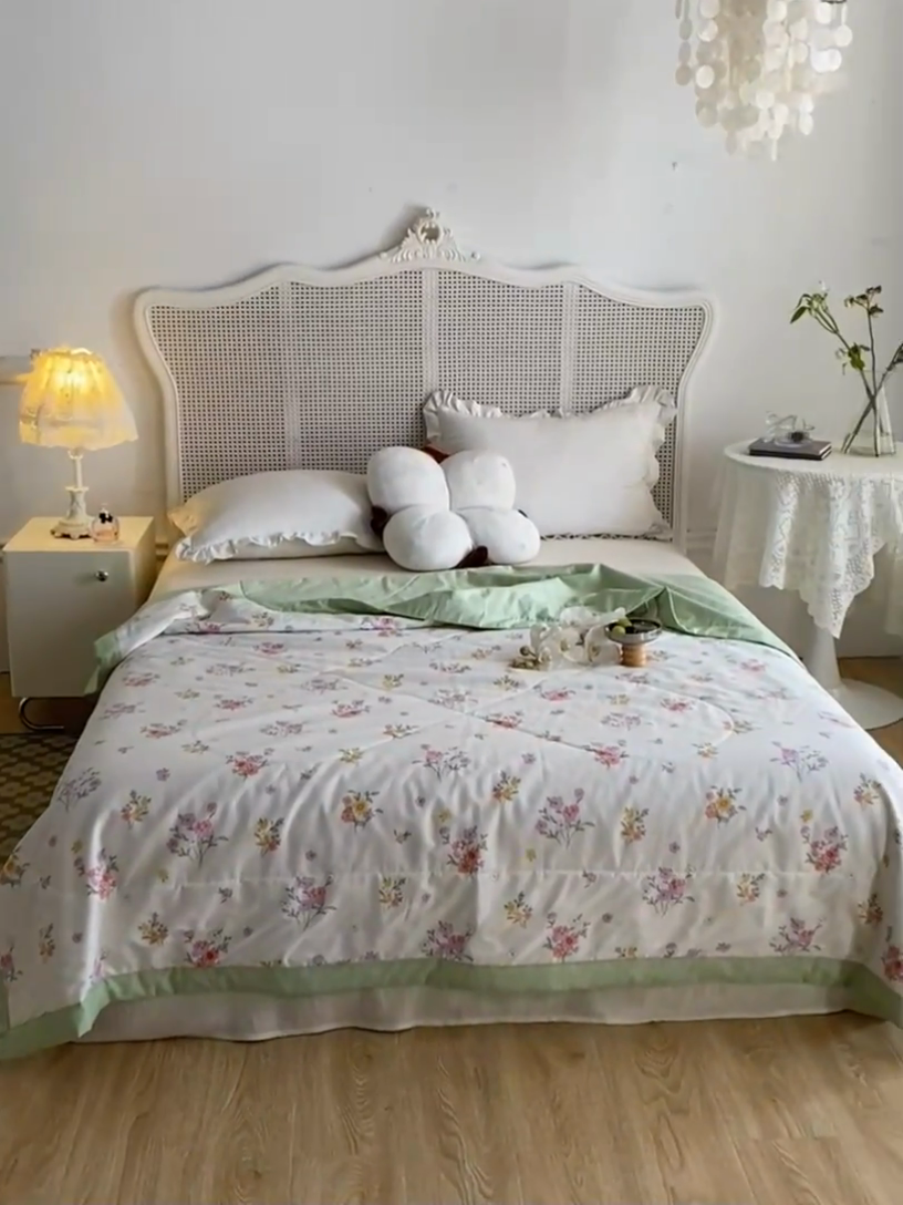 91家纺网 家纺一手货源 找家纺 维洋家纺 2025新款里外全棉印花棉花夏凉被 闲趣花开