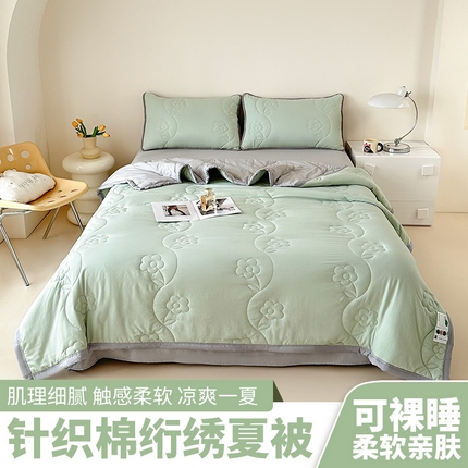 91家纺网 家纺一手货源 找家纺 （总）芙绣家纺 2025新款轻奢针织棉绗绣款夏被夏凉被空调被-莫奈花园