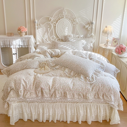 91家纺网 家纺一手货源 找家纺 （总）麒豆豆 2025新款全棉印花双层纱床盖四件套