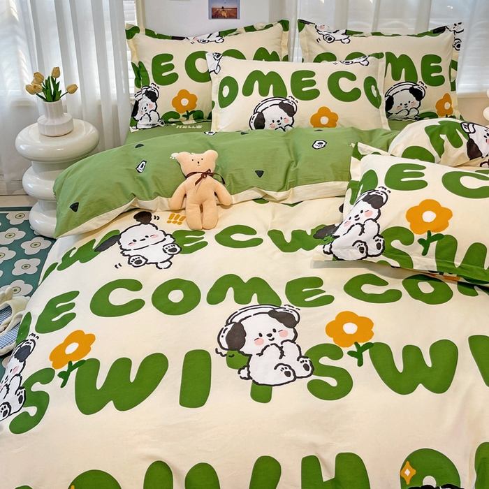 91家纺网 家纺一手货源 找家纺 金盛纺 2025新款13372全棉系列四件套 屁屁狗