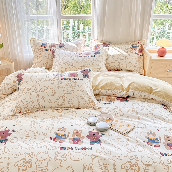 91家纺网 家纺一手货源 找家纺 金盛纺 2025新款13372全棉系列四件套 小童趣